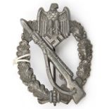 A Third Reich Infantry Assault badge, of grey metal, with incomplete maker’s name “S H u Co” (Sohni,