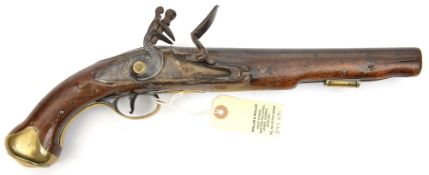 A .65” Tower light dragoon flintlock holster pistol, 15” overall, barrel 9” with ordnance proofs and
