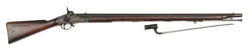 A good 10 bore 1839 pattern percussion musket, 55” overall, blackened barrel 39” with ordnance