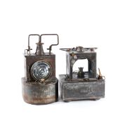 2 Internal Lamps for Signals. An LMS example, plated 'LMS Railway. For petroleum only'. Also 'Lamp