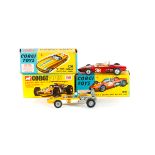 3 Corgi Toys. A Cooper-Maserati F1 (159) in yellow and black, RN3, with instructions and inner