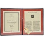 A Westminster Collection Ltd “Penny Black” stamp, in black leatherette folder, with signed