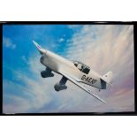 An oil painting on canvas of a Percival Mew Gull plane by Charles Thompson (member of the Guild of