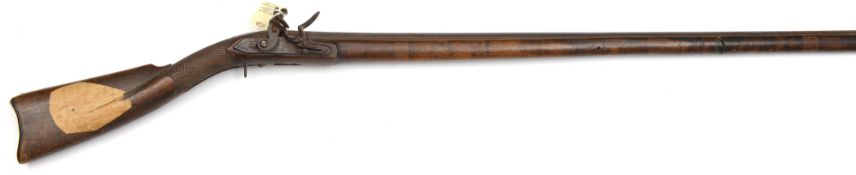 A mid 19th century Belgian made 16 bore flintlock trade gun, 64½” overall, thick octagonal barrel
