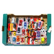 48x vehicles by Majorette. Including; Formula One cars, light commercial vehicles, tankers, crane