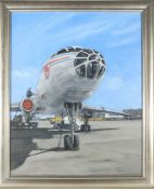 An oil painting on canvas entitled ‘Fill ‘er Up’ by Charles Manetta (member of the Guild of Aviation