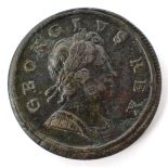 George I AE half penny 1718, VF with a really very good portrait/ GF some surface corrosion.