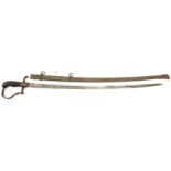 A scarce WWI period M1889 Bulgarian Infantry officer’s sword, pipe backed blade 33”, by F W