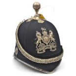 A post 1902 officer’s blue cloth ball topped helmet of the R. Army Medical Corps, gilt HP, top