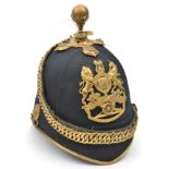 A post 1902 officer’s blue cloth ball topped helmet of The R. Artillery, gilt HP, top mount,