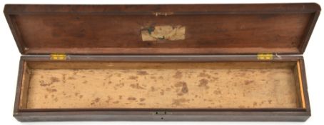 An early 19th century dark mahogany case, probably for a pneumatic air cane, 5” x 27½” x 2½”