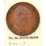 William IV AE penny 1831, GVF