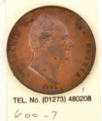 William IV AE penny 1831, GVF