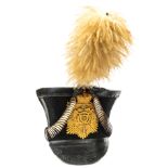 An officer’s gilt Bell Topped shako, 1829-44, of The 11th (North Devon) Regiment, black beaver body,