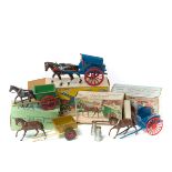 4 Britains Farm Series. Tumbrel Cart (4F). An example in blue with red wheels, yellow stays, with