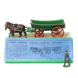 A Britains Home Farm Series Farm Waggon (5F). An example in dark green with red wheels and