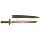 A French gladius sidearm, swollen DE blade 19”, marked “Pihet Freres” on one side at forte and “