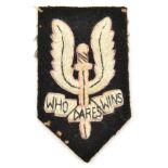 An SAS embroidered beret badge, GC
