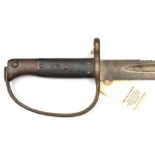 An 1879 pattern artillery sword bayonet, sawback blade with stamps, GC (dark patina).