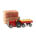 Tri-ang Minic Farm Tractor with Trailer. Both in red with diecast wheels, black tyres and 12 straw