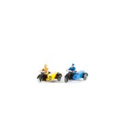 2 Dinky AA and RAC Motorcycle Combinations. AA (44B) in yellow and black, with tan rider, late