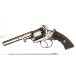 A 5 shot 80 bore Webley type self cocking percussion revolver, 9½” overall, octagonal barrel 4¾”