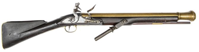 A rare and massive late 18th century brass barrelled naval pattern flintlock blunderbuss from a