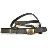 An officer’s undress black leather waistbelt of The Q Own Cameron Highlanders, gilt and silver