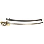 A good French M 1822 light cavalry trooper’s sword, curved, fullered blade 36”, marked “Mre d’