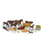 Approx 60 Britains Farm Animals. Including - Shire horse, 2x heavy horses, 4x ponys, 7x pigs, 11