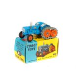 A scarce Corgi Toys Fordson 'Power Major' Tractor (54). An example with blue body, orange wheels and