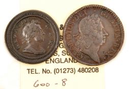 George I AE farthing 1720 “B” and possibly “R” of Britannia showing signs of letters beneath (not
