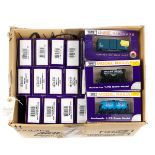 20x OO gauge railway freight wagons by Dapol. 3x 12-ton hopper wagons, 3x Lime wagons, 2x 8-plank