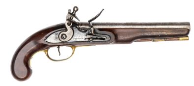 A 16 bore “Plymouth Dock” flintlock holster pistol, probably c 1840, assembled at the time from