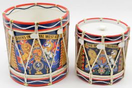 A Royal Sussex Regiment small drum ice bucket with lid, also a Royal West Kent drum waste paper bin.