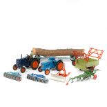 Britains Farm toys. A Fordson Major Tractor - with rubber tyres. In dark blue with orange wheels and