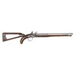 A German double barrelled 20 bore flintlock shotgun pistol wtih detachable shoulder stock, by J A