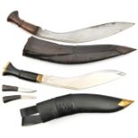 A military type kukri, blade 13”, marked “2887” at forte, shaped brown wood grip, with pommel cap,