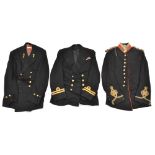 A post 1902 RN Captain’s jacket, similar RNR Lieutenant jacket; a post 1902 RA Captain’s tunic; an