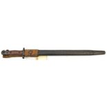 A P1907 sword bayonet, stamps at forte, oil hole in pommel which is marked “9/ DEP RA/51”, no