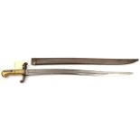 A French M1842 sword bayonet, fullered yataghan blade 22½”, marked “Mre Impale de Chatt Janvier 1856