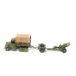 3 Britians Military items. A Covered Army Tender Caterpillar type (1433). Fitted with tin tilt, with