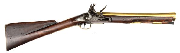 A scarce brass barrelled flintlock blunderbuss with muzzle inscription, by Griffin & Tow, c 1780,