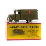 A Britains RAMC Ambulance with driver (1512). In early olive green with white crosses/red background