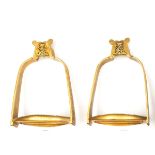 A good pair of Georgian senior officer’s special pattern gilt stirrups of the Life Guards, the