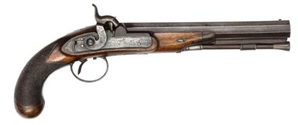 An interesting 18 bore “Plymouth Dock” percussion pistol, converted from a flintlock duelling or