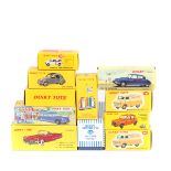 11 Atlas Dinky Toys. Guy Van 'HEINZ' (920), Morris Mini Traveller (197). Swiss Postal Volkswagen (