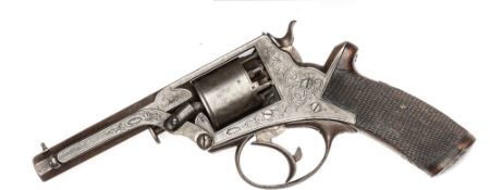 A 5 shot 120 bore Tranter’s Patent double action percussion revolver by Rigby, 8” overall, barrel