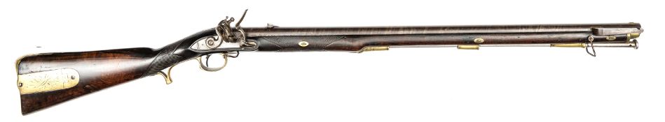 A scarce .62” officer’s privately purchased Baker flintlock rifle, 46”, browned twist barrel 30”,