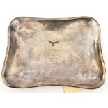 A Third Reich silver plated shallow rectangular prize dish, with concave sides, rounded corners